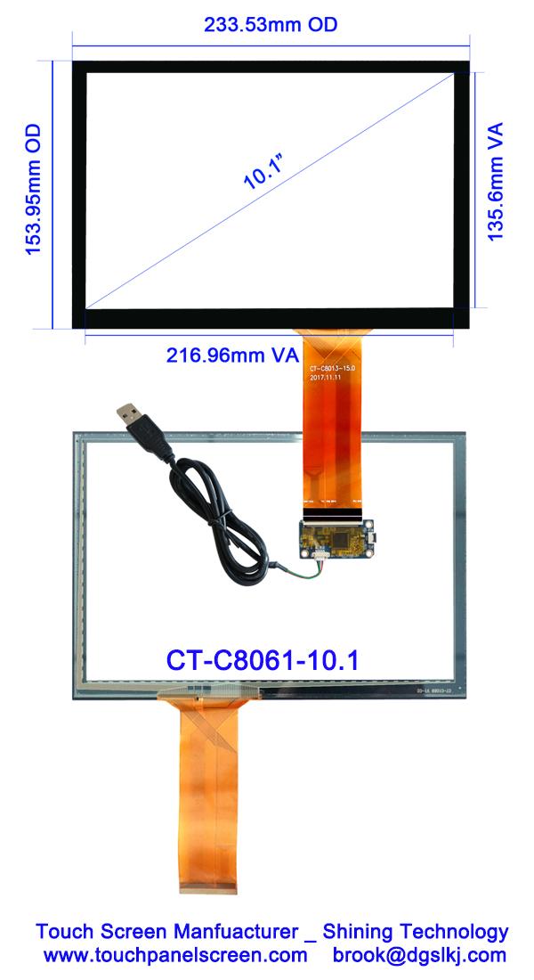 pantalla táctil capacitiva de 10,1 pulgadas con la interfaz USB - CT-C8061